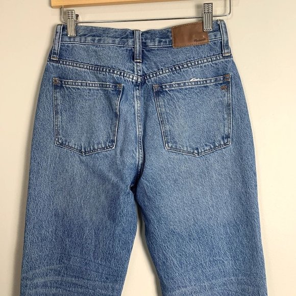 Madewell Womens Classic Straight Jeans Size 24 Distressed Raw Hem Straight Leg - Picture 4 of 14